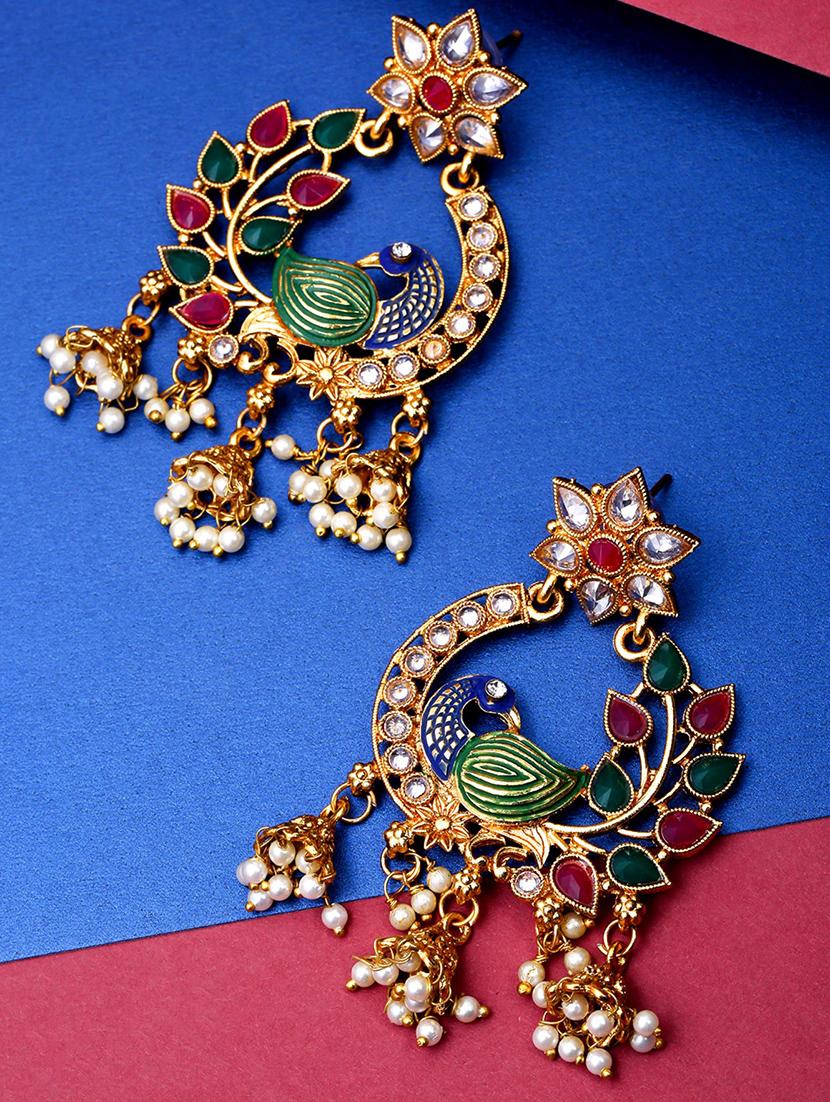 multi colored brass drop earring - 16841319 - Zoom Image - 1