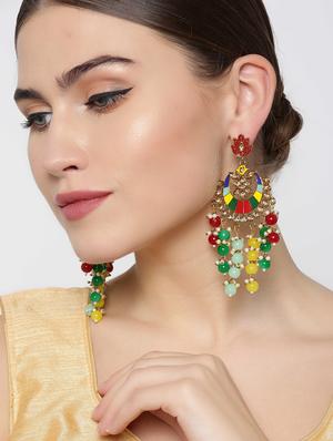 multi colored brass chandballi earring - 16841321 - Standard Image - 3