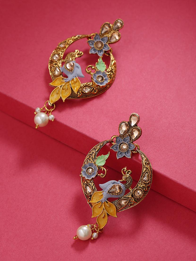 multi colored brass drop earring - 16841323 - Zoom Image - 1