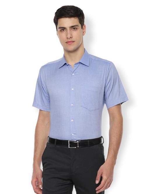 blue solid formal shirt - 16841435 - Standard Image - 1
