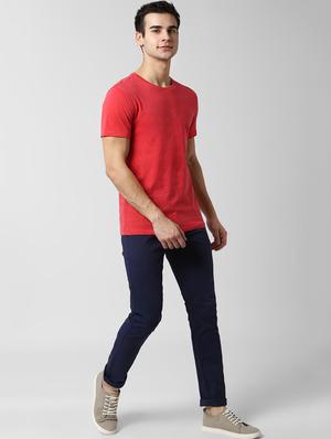 navy blue solid flat front casual trouser - 16841492 - Standard Image - 4