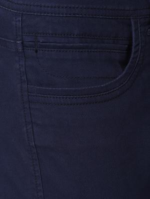 navy blue solid flat front casual trouser - 16841492 - Standard Image - 5