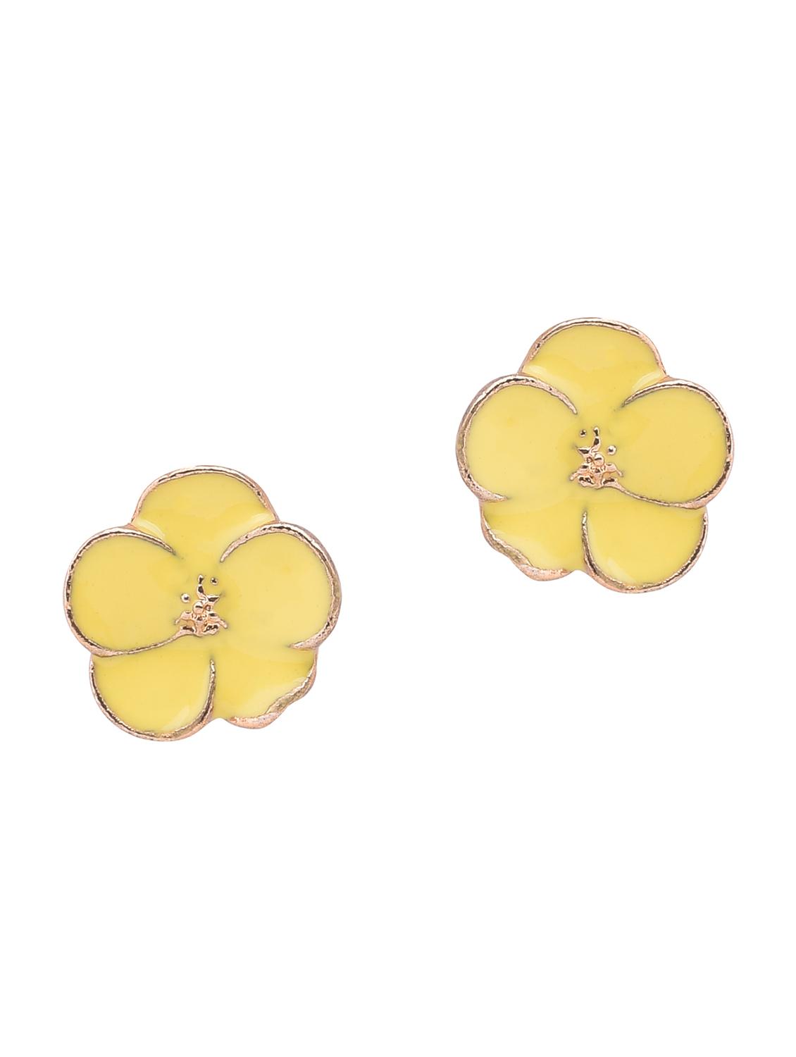 yellow metal studs earring - 16841840 - Zoom Image - 1