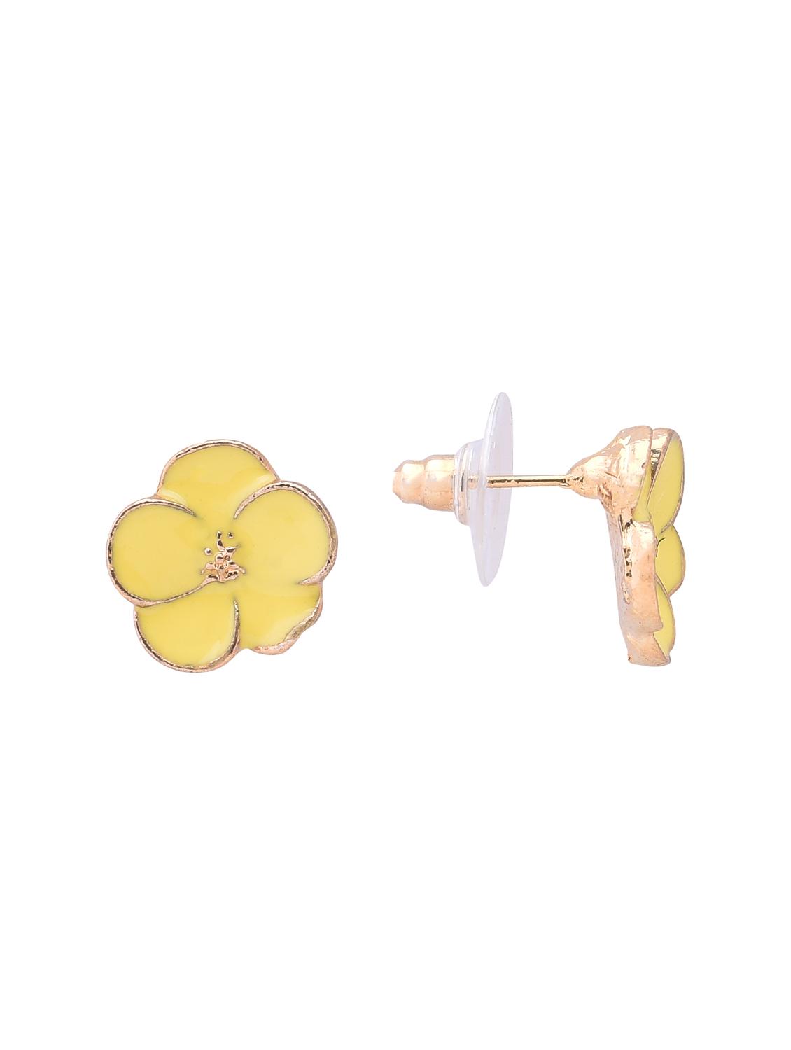 yellow metal studs earring - 16841840 - Zoom Image - 2
