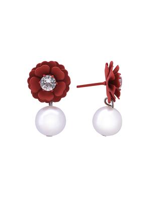 red metal studs earring - 16841846 - Standard Image - 2