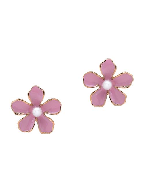 pink metal studs earring - 16841861 - Standard Image - 1