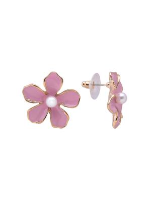 pink metal studs earring - 16841861 - Standard Image - 2
