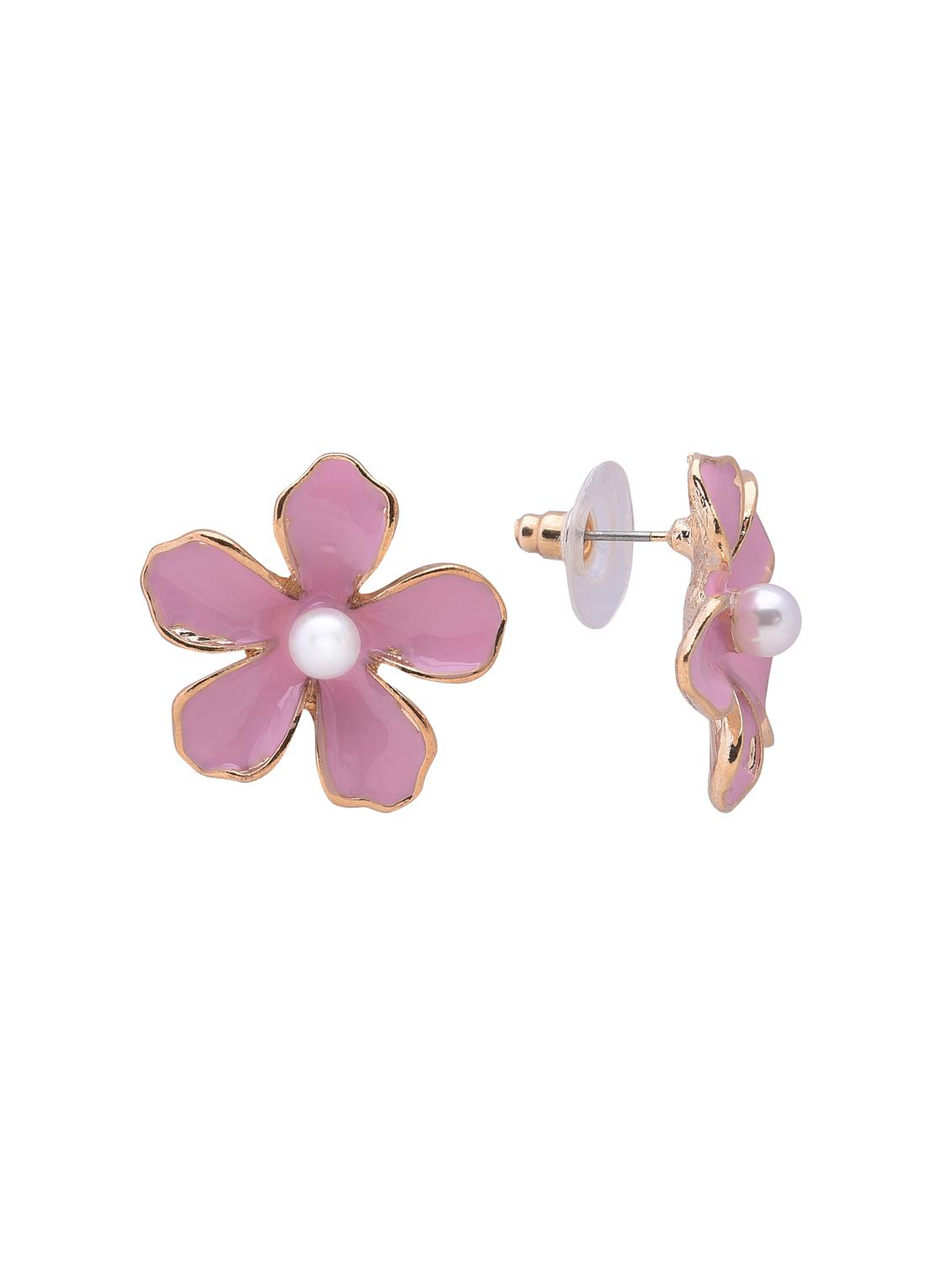 pink metal studs earring - 16841861 - Zoom Image - 2