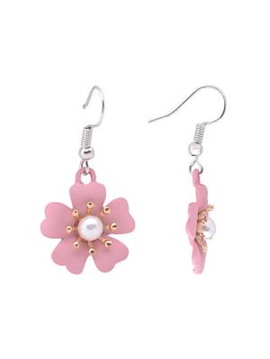 pink metal drop earring - 16841867 - Standard Image - 2