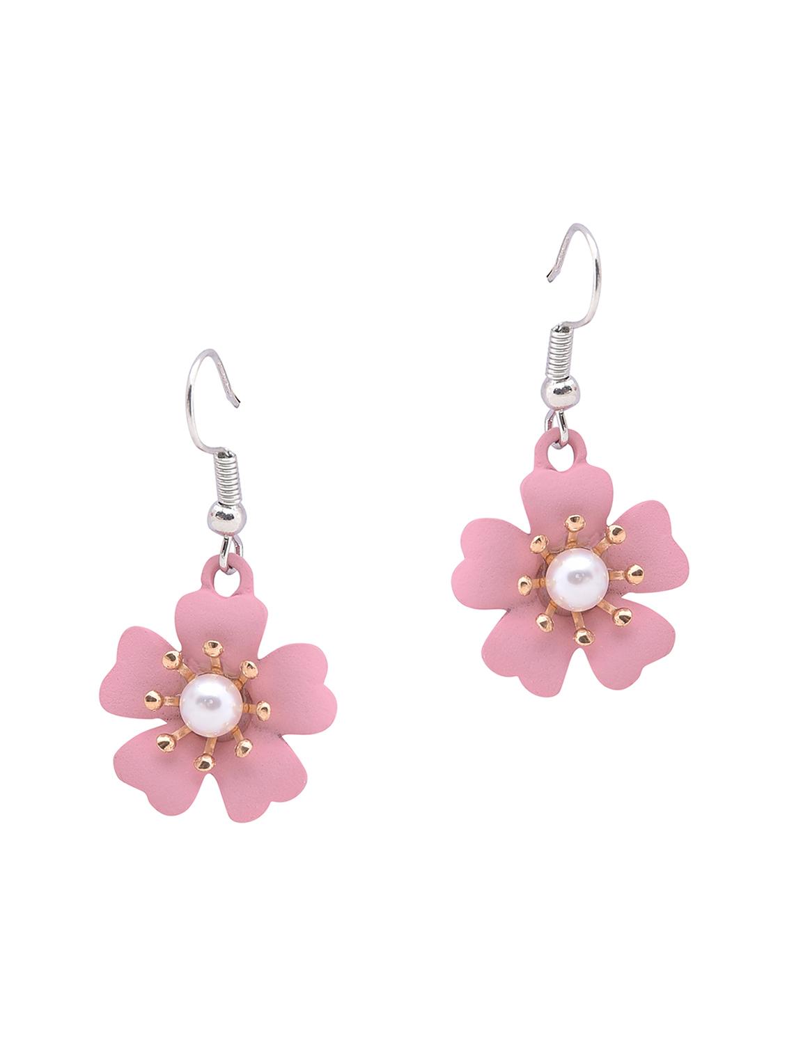 pink metal drop earring - 16841867 - Zoom Image - 1