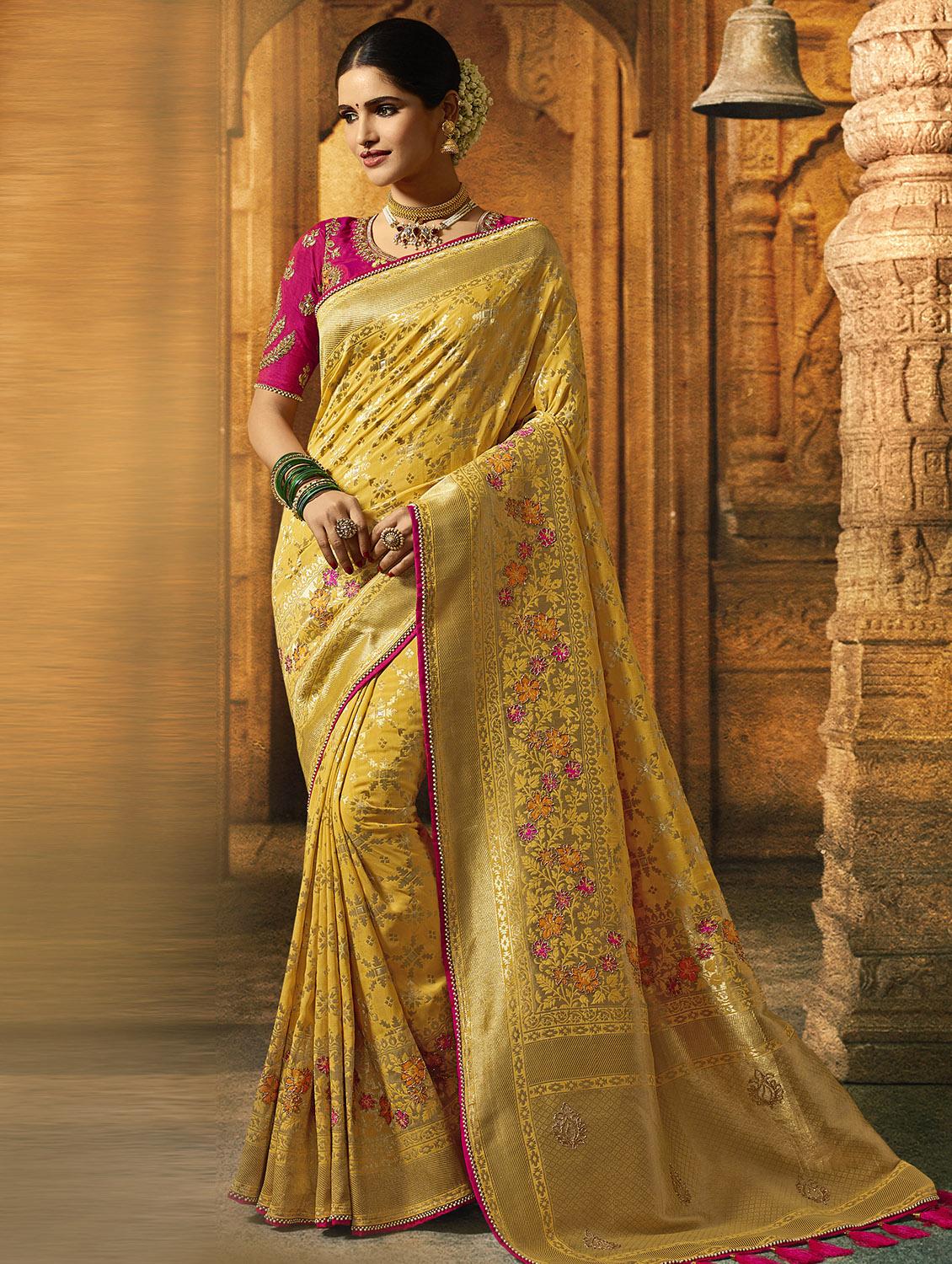 self design woven saree with blouse - 16841987 - Zoom Image - 1