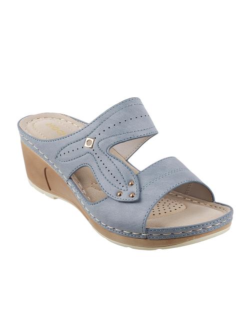 blue slip on wedges - 16842238 - Standard Image - 1