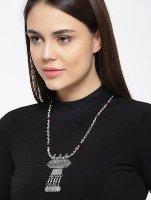 silver brass statement necklace - 16842484 - Standard Image - 3