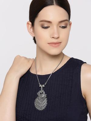 silver brass statement necklace - 16842506 - Standard Image - 4