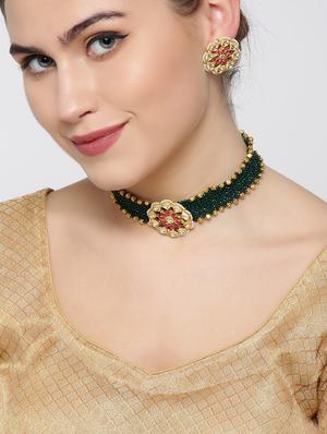 green brass necklaces and earring - 16842541 - Standard Image - 4