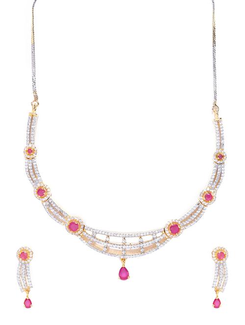 pink brass necklaces and earring - 16842547 - Standard Image - 1