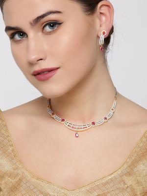 pink brass necklaces and earring - 16842547 - Standard Image - 5