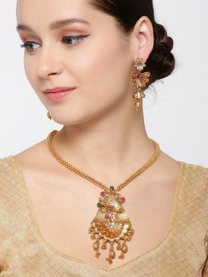 multi colored brass pendants and earring - 16842567 - Standard Image - 4