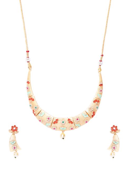 multi colored brass necklaces and earring - 16842577 - Standard Image - 1