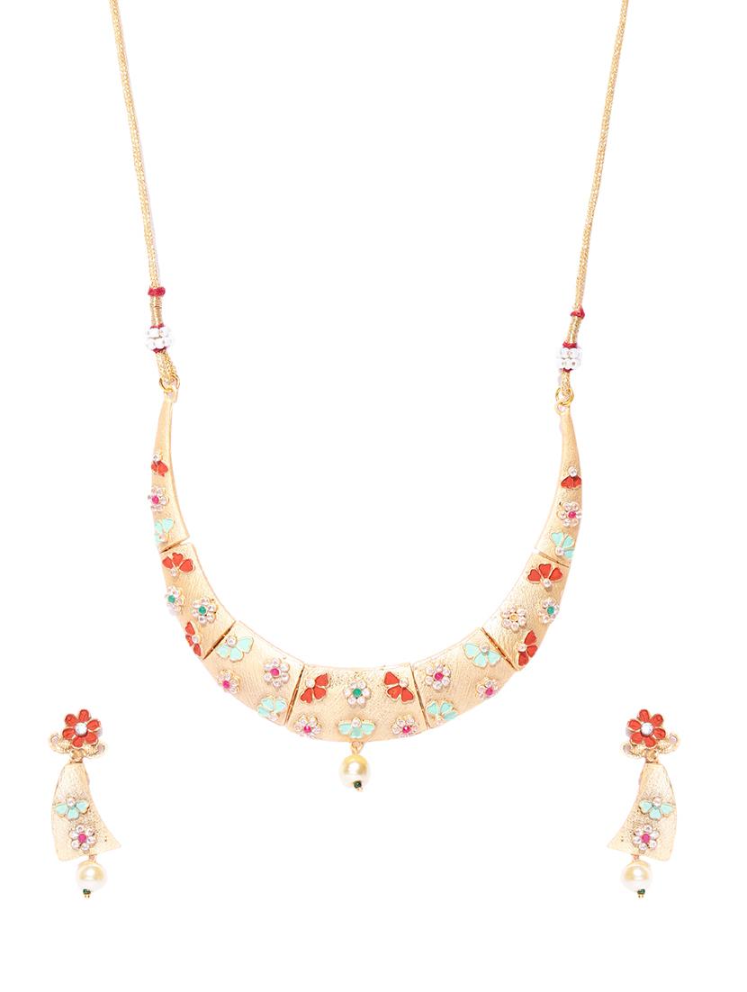 multi colored brass necklaces and earring - 16842577 - Zoom Image - 1