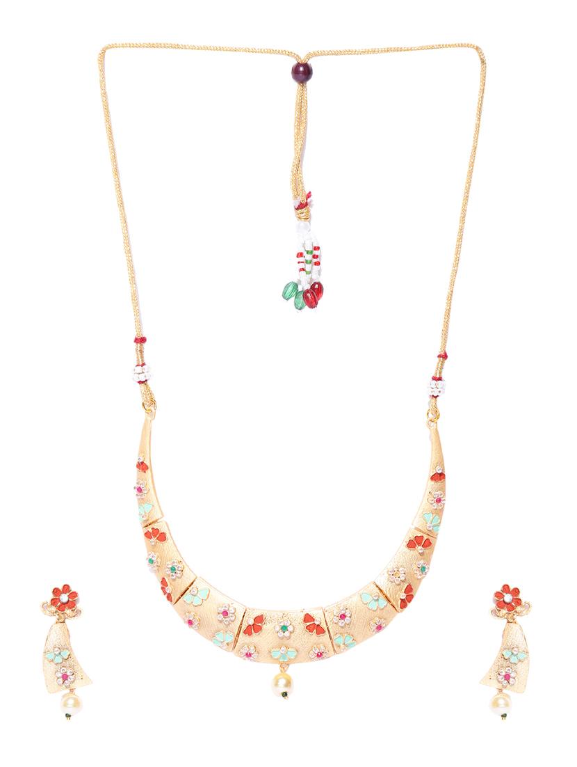 multi colored brass necklaces and earring - 16842577 - Zoom Image - 2