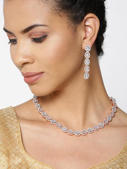 gold brass necklaces and earring - 16842598 - Standard Image - 1