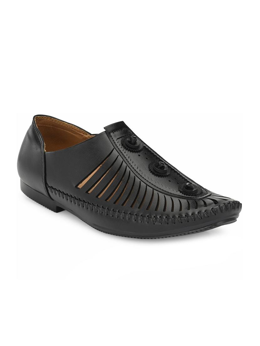 black leatherette slip on jutis - 16842852 - Zoom Image - 1
