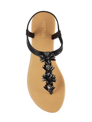 black t - strap sandals - 16842937 - Standard Image - 4