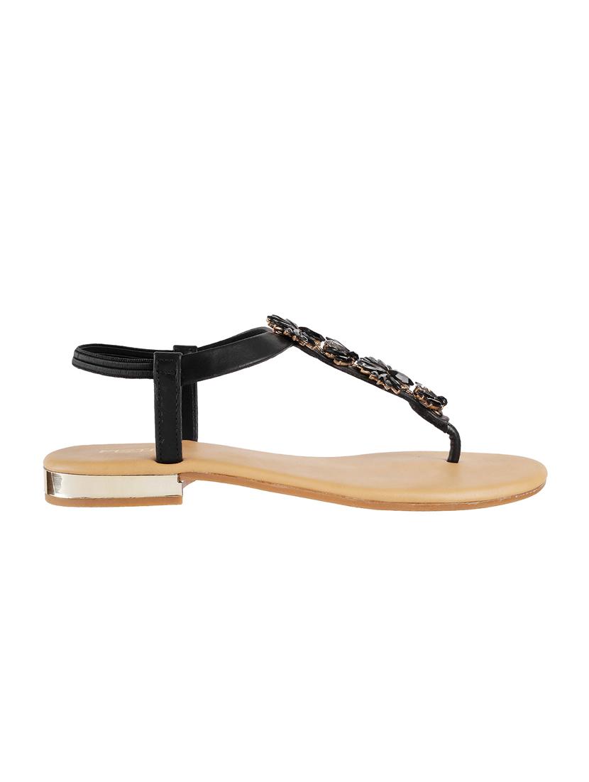 black t - strap sandals - 16842937 - Zoom Image - 2