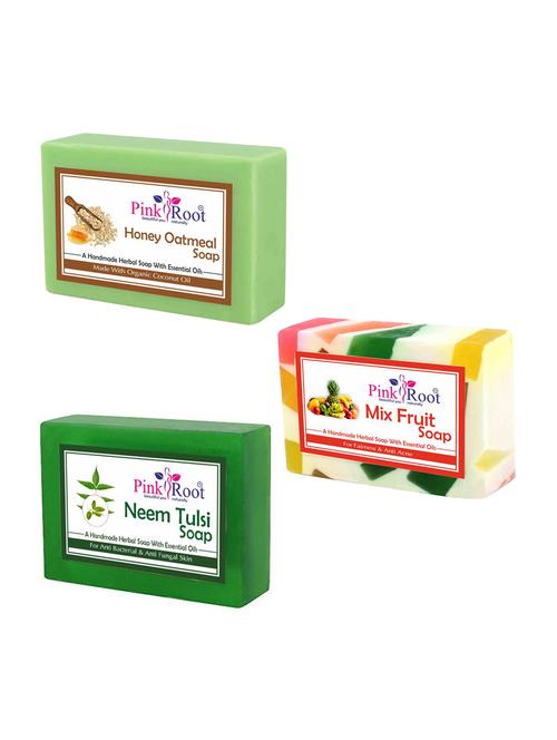 pink root honey oatmeal, mix fruit and neem tulsi soap (pack of 3) - 16843007 - Standard Image - 1