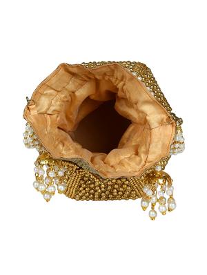 gold faux silk ethnic potli - 16843030 - Standard Image - 3