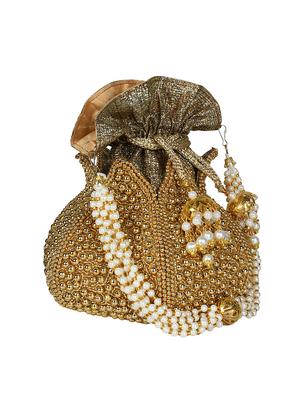 gold faux silk ethnic potli - 16843030 - Standard Image - 4