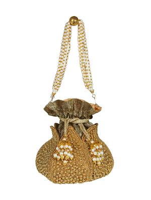 gold faux silk ethnic potli - 16843030 - Standard Image - 5