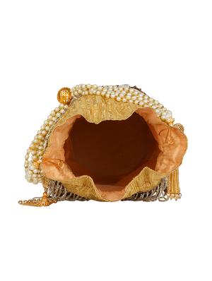 gold faux silk ethnic potli - 16843032 - Standard Image - 3