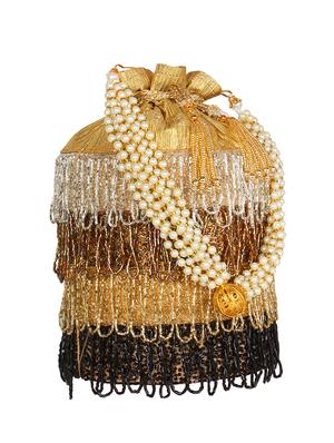 gold faux silk ethnic potli - 16843032 - Standard Image - 4