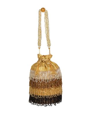 gold faux silk ethnic potli - 16843032 - Standard Image - 5