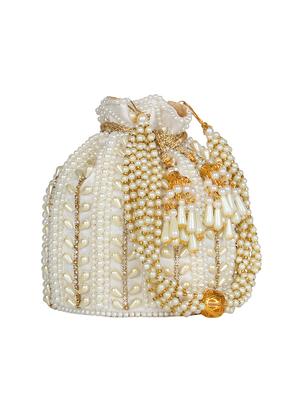 white faux silk ethnic potli - 16843036 - Standard Image - 4