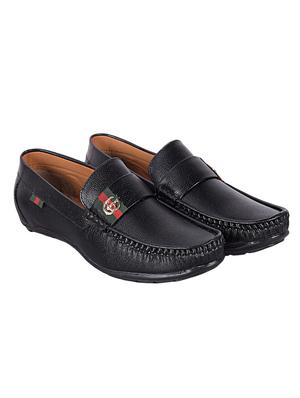 black leatherette slip on loafers - 16843268 - Standard Image - 3