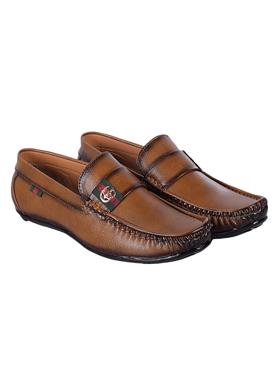 tan leatherette slip on loafers - 16843269 - Zoom Image - 3