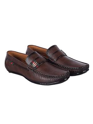 brown leatherette slip on loafers - 16843270 - Standard Image - 3