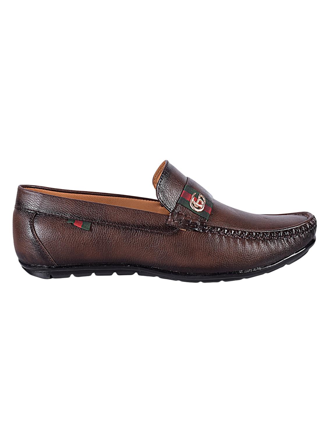 brown leatherette slip on loafers - 16843270 - Zoom Image - 2