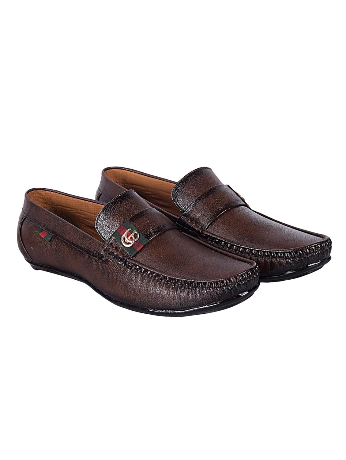 brown leatherette slip on loafers - 16843270 - Zoom Image - 3