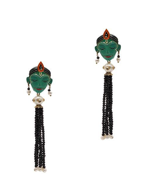 green brass drop earring - 16843297 - Standard Image - 1