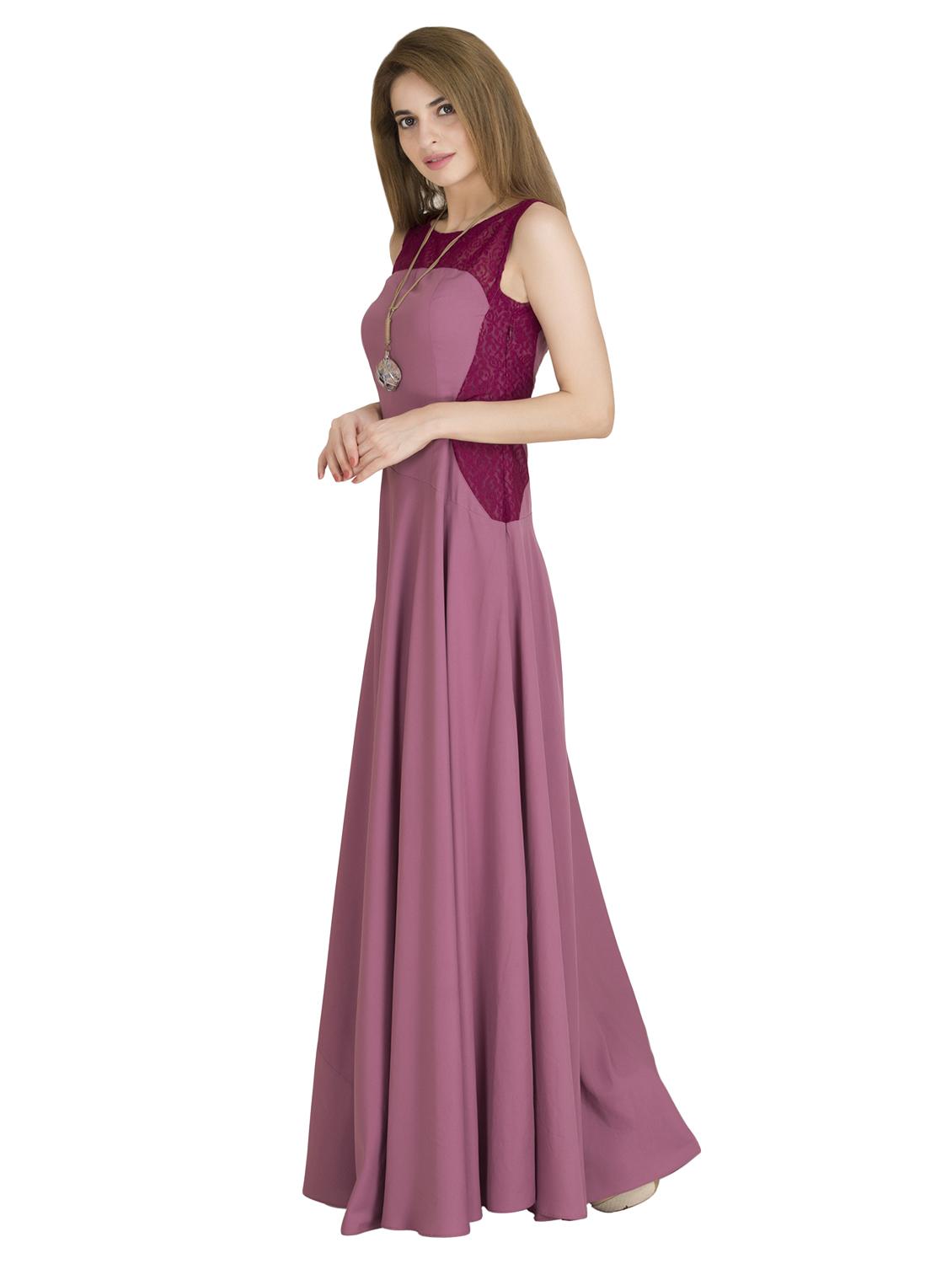 lace panel flared gown dress - 16843389 - Zoom Image - 2