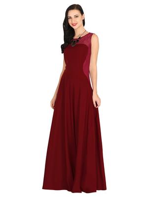 lace panel flared gown dress - 16843398 - Standard Image - 2