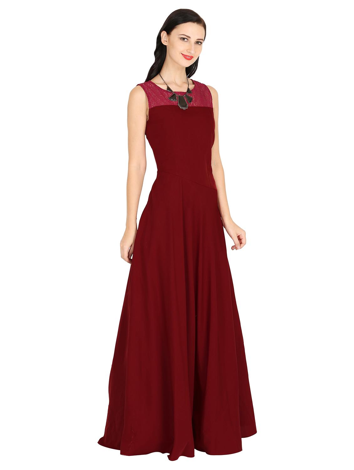 lace panel flared gown dress - 16843398 - Zoom Image - 1