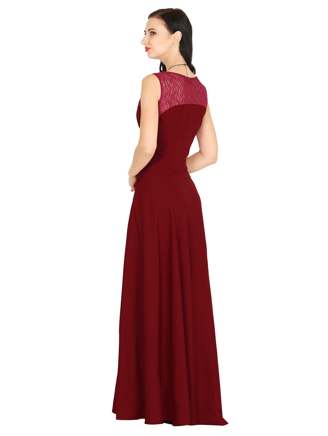 lace panel flared gown dress - 16843398 - Zoom Image - 3