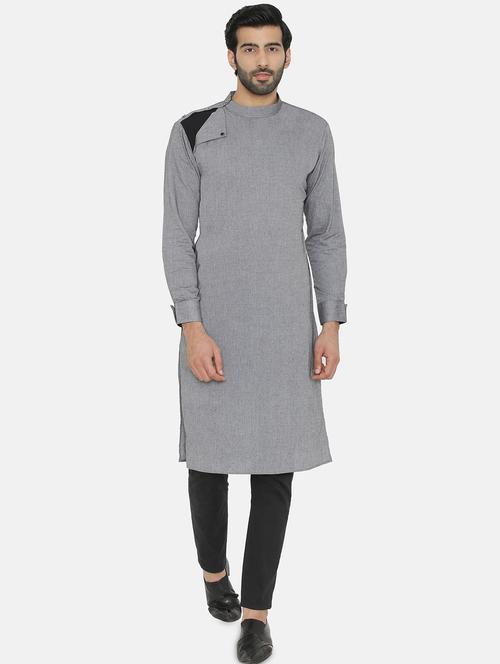 grey solid long kurta - 16843578 - Very Small Image - 1