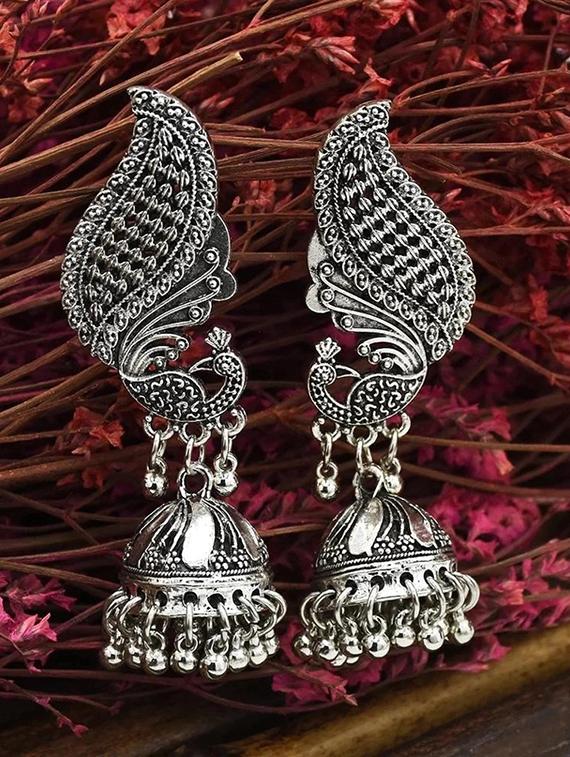 silver zinc jhumka earring - 16843615 - Zoom Image - 1
