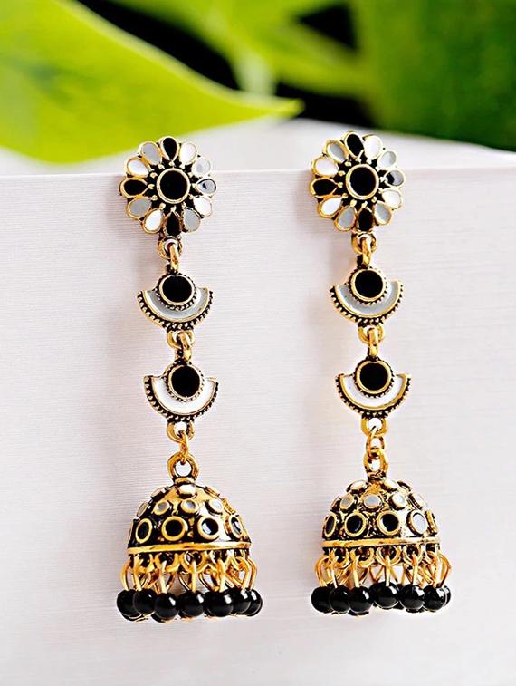 black metal jhumka earring - 16843623 - Zoom Image - 1